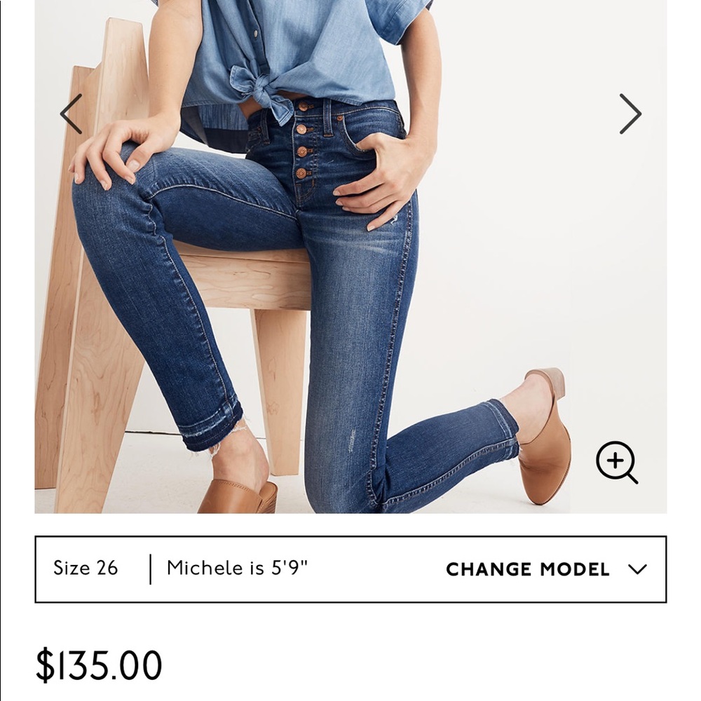 Madewell High Rise Skinny Ankle Jeans, 23 fits 24 - Picture 3 of 16